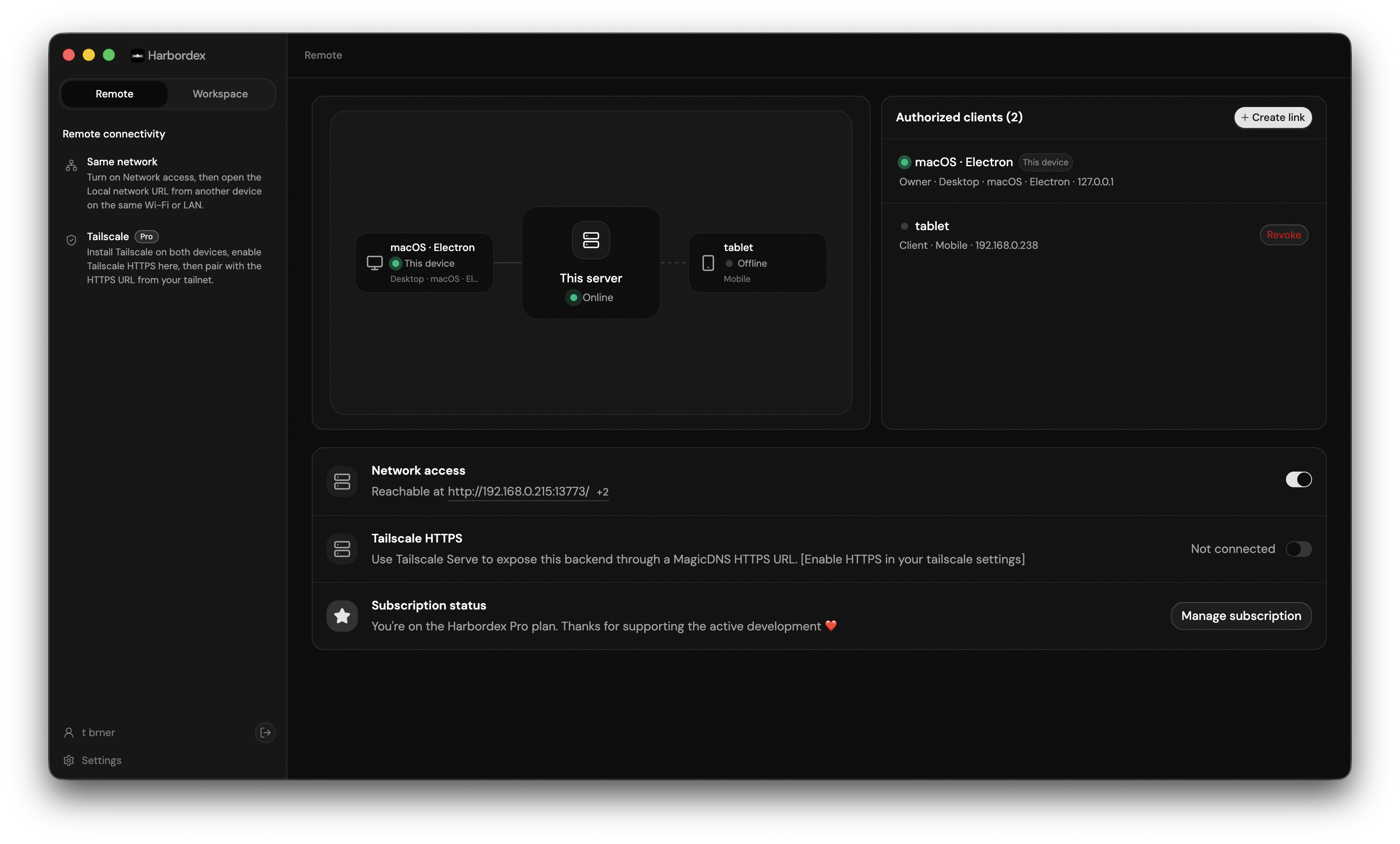 Harbordex desktop interface